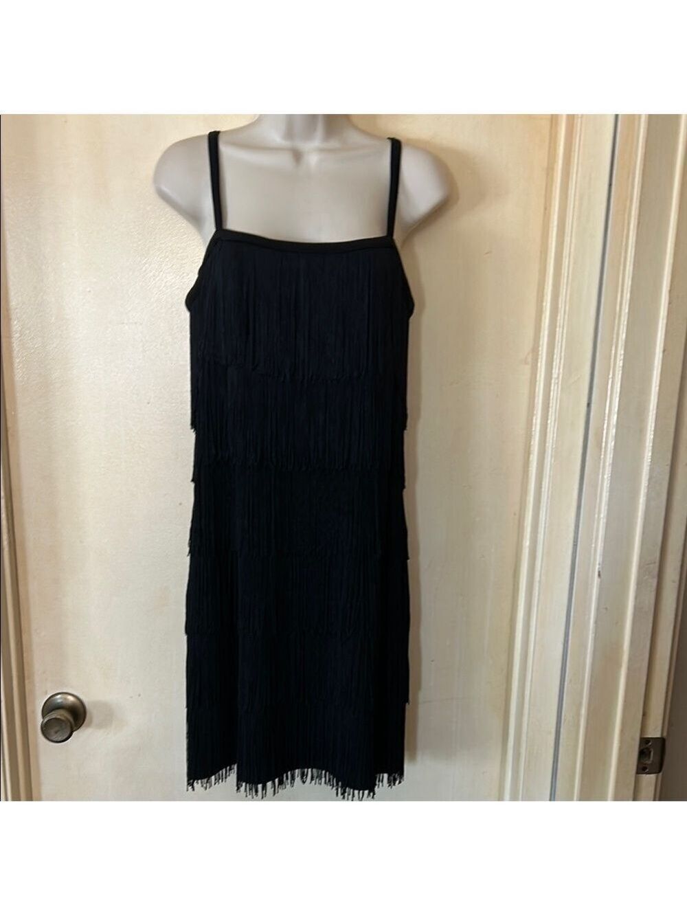 Michael Kors Black Tiered Fringe Mini Cocktail Dress size S
